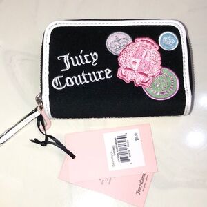 Juicy Couture Liquorice Juicy Girl Rule  Double Medium ZA Wallet Patches NWT